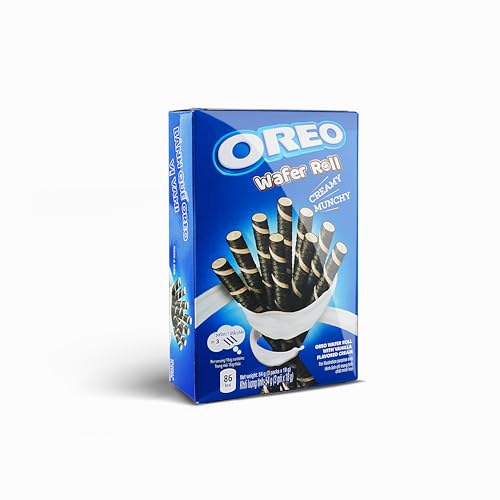 Oreo Wafer Roll Vanilla 54g - gefüllte Röllchen mit Vanilecreme - Außen knackig - Innen cremig - ideal zum Dessert - Nachspeise Deko ArBo-Living Quality von ArBo-Living