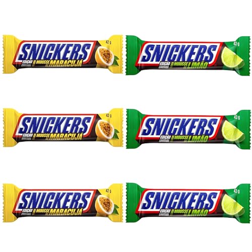 Snicker Schokoriegel 42g aus Brasilien -3x Maracuja, 3x Lemon Lime - Chocolate Bar Brasilian import - 6er Pack ArBo-Living Packing & Sticker von ArBo-Living