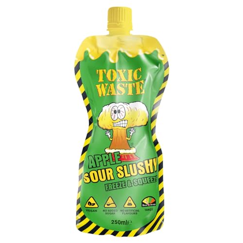 Toxic Waste Apple Sour Slushy 250ml - Vegan - Slush-Eis - Wassereis - Fruity süß-saurer Spaß - Apfelgeschmack - ArBo-Living Packing & Sticker von ArBo-Living