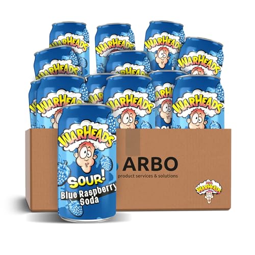 Warheads Soda Sour Blue Raspberry - Saures Softgetränk Blaue Himbeere fruchtiger Soda-Drink 12 x 255ml Dosen - ArBo-Living Quality von ArBo-Living