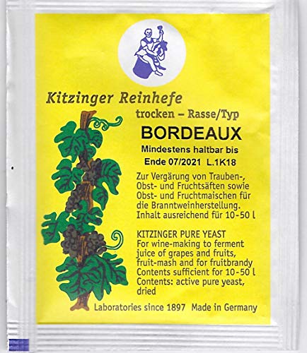 Kitinger Reinhefe trocken Rasse/Typ BORDEAUX ausreichend für 10-50 Liter - 5 g von Arauner