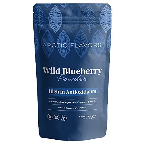 Arctic Flavors Wildheidelbeer pulver, gefriergetrocknet, reich an Antioxidantien, rein natürlich, 100% nachhaltig angebaute ganze Heidelbeeren aus den Arktischen Wäldern Finnlands, 85 g von Arctic Flavors