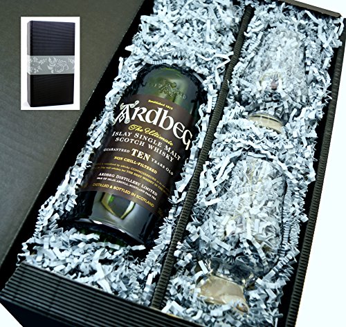 Ardbeg Single Malt Scotch Whisky 10y 46% 0,7l mit 2 Glencairn Tasting Gläser in Geschenkkarton von Ardbeg