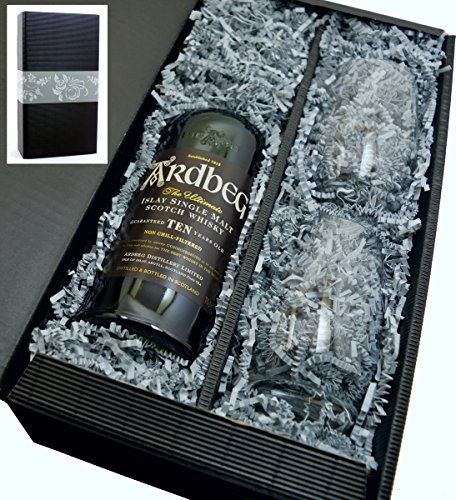 Ardbeg Single Malt Scotch Whisky 10y 46% 0,7l mit 2 Tumbler Gläser in Geschenkkarton von Ardbeg