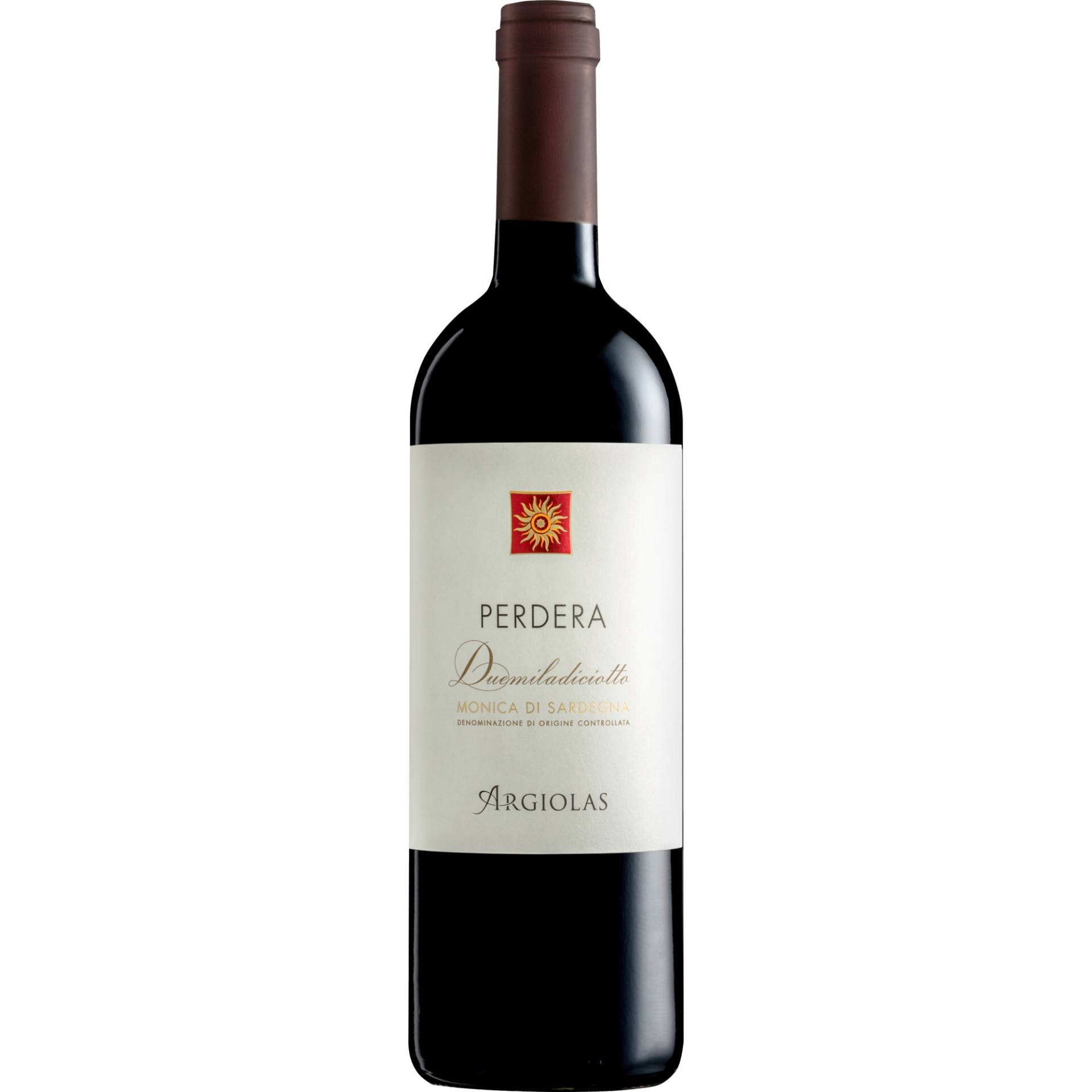 Argiolas Perdera Rosso, Monica di Sardegna DOC, Sardinien, 2021, Rotwein von Argiolas Spa, Serdiana (CA), Via Roma 56/58