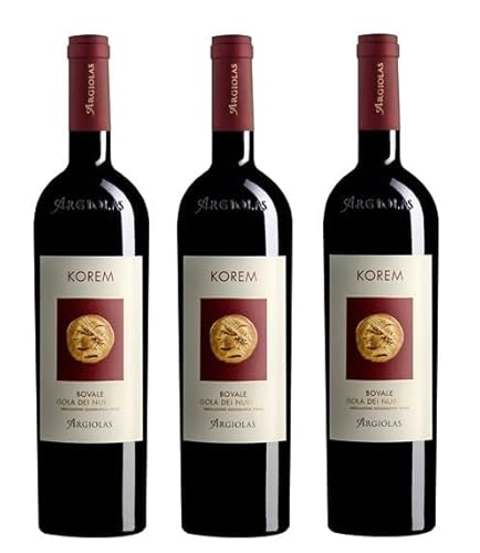 3x 0,75l - 2021er - Argiolas - Korem - Bovale - Isola dei Nuraghi I.G.P. - Sardinien - Italien - Rotwein trocken von Argiolas