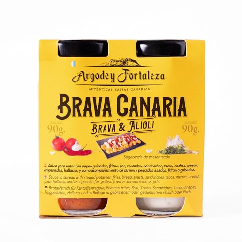 Argodey Fortaleza Pack Brava Canaria: Alioli & Salsa Brava - Authentische Kanarische Saucen, Perfekt und Vielseitig zum Streichen auf Brot, Toast, Arepas, Kartoffeln. Ohne Konservierungsstoffe. von Argodey Fortaleza