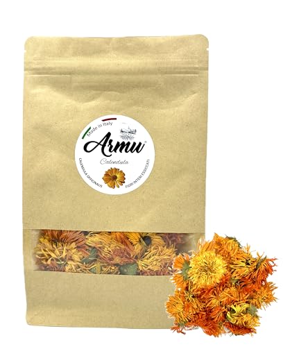 Armu – Italienische Ringelblume – 100g – Ganze Getrocknete Blumen, von Hand Gepflückt – Beruhigender und Entzündungshemmender Kräutertee – Tee, Aufguss – Azienda Agricola Armu – Italien von Armu