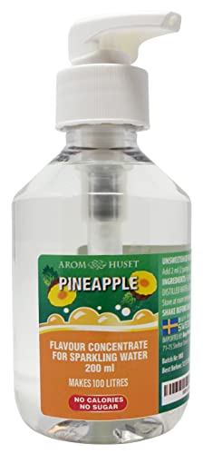 Ananas-Konzentrat 200 ml ergibt 100 L kohlensäurehaltiges Wasser |Ananasgeschmack| für SodaStream & Wassersprudler |ohne Zucker |null Kalorien| hochkonzentriertes Aroma 1:500 |+ GRATIS-Dosierspender von Aromhuset