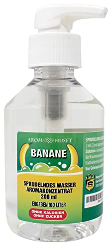 Bananen-Konzentrat 200 ml ergibt 100 L kohlensäurehaltiges Wasser| für SodaStream & Wassersprudler |ohne Zucker |null Kalorien| hochkonzentriertes Aroma 1:500 |+ GRATIS-Dosierspender von Aromhuset