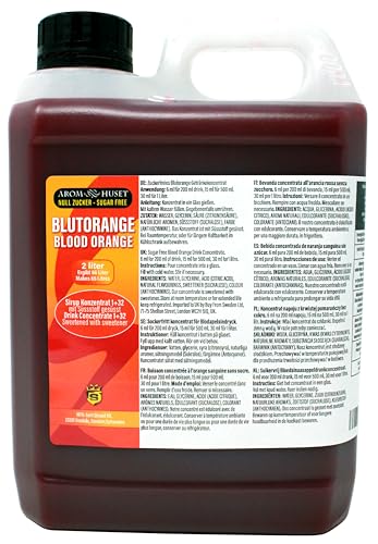 Blutorange Sirup 2 liter ergibt 66 L Getränk | Mischungsverhältnis 1:32 | Fertiggetränk | Softdrink | Blutorangensirup | ohne Zucker| Blutorangengeschmack von Aromhuset