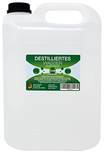 Destilliertes Wasser 5 L | hoher Reinheitsgrad von 2 Mikrosiemens | Reinstwasser | zum Trinken und Kochen geeignet | geschmacksneutral | keim- und chlorfrei von Aromhuset