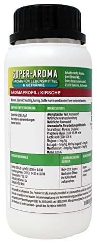 Kirsche Konzentrat 280 ml | Super Aroma für die Lebensmittelindustrie und Enthusiasten | Lebensmittelaroma | Backaroma | Aromatropfen | Geschmackstropfen | zum Kochen, Backen & Mixen von Aromhuset