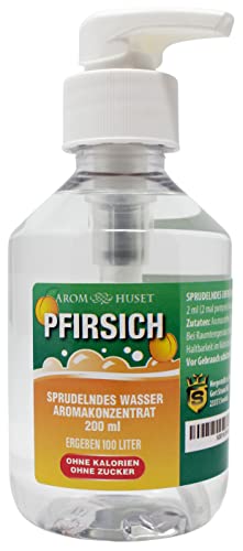 Pfirsich-Konzentrat 200 ml ergibt 100 L kohlensäurehaltiges Wasser| ohne Zucker |null Kalorien| hochkonzentriertes Aroma 1:500 |+ GRATIS-Dosierspender von Aromhuset