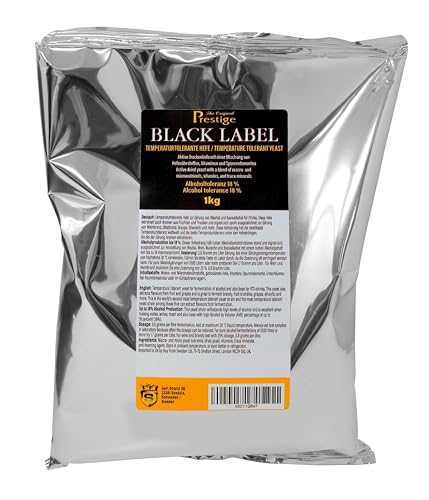 Prestige Black Label 1 kg Turbo-Hefe 18 Prozent - Allzweckhefe für die Heimbrauerei, eignet sich für die Herstellung von Trauben- und Obstwein, als Basisalkohol für Getränke, Alkoholmaische und mehr von Aromhuset