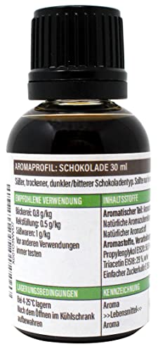 Schokolade Konzentrat 30 ml | Super Aroma für die Lebensmittelindustrie und Enthusiasten | Lebensmittelaroma | Backaroma | Aromatropfen | Geschmackstropfen | zum Kochen, Backen & Mixen von Aromhuset