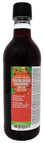 Zero Zuckerfreies Soda Rotes Stachelbeer-Konzentrat | 500ml-Flasche ergibt 12,5 L Getränk | Aspartamfrei | Zuckerfrei | Kalorienarm | ohne Nachgeschmack | für alle Wassersprudler | Exklusiv bei Amazon von Aromhuset