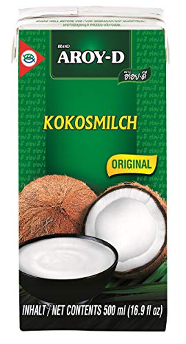 12er Pack - AROY-D Kokosmilch [12 x 500ml] Kokosnussmilch Cocosmilch Coconut Milk + ein kleines Glückspüppchen - Holzpüppchen von Aroy-D