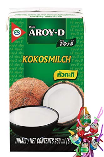 [ 36x 250ml ] AROY-D Kokosmilch Kokosnussmilch Cocosmilch / Coconut Milk + ein kleines Glückspüppchen - Holzpüppchen von Aroy-D