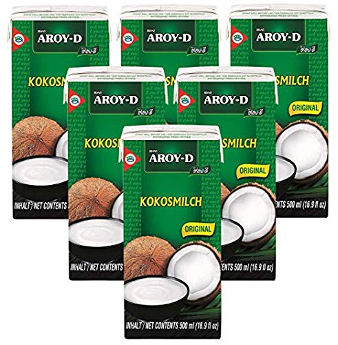 6er Pack AROY-D Kokosnussmilch mit E435 [6x 500ml] Cocosmilch ~ Coconut Milk von Aroy-D