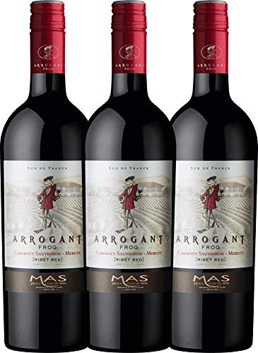 Ribet Red Cabernet Sauvignon Merlot 2021 - Arrogant Frog Rotwein 3 x 0,75 l mit VINELLO.weinausgießer - VINELLO 3er Weinpaket von Arrogant Frog