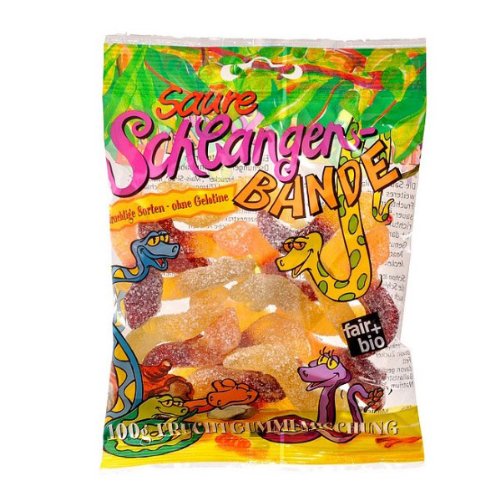 Bio-Saure Schlangen Bande, ohne Gelatine, 100 g von Artisanat SEL