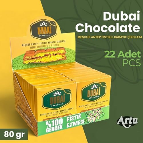 Dubai Schokolade mit Pistaziencreme und Kadayif 1 Packung 22x 80g von Artu