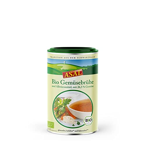 ASAL Bio Gemüsebrühe 540g für 30 Liter - Suppe mit 26% Gemüseanteil, ohne Geschmacksverstärker & ohne Hefe, Bouillon zum würzen, Salzersatz & vegan von Asal
