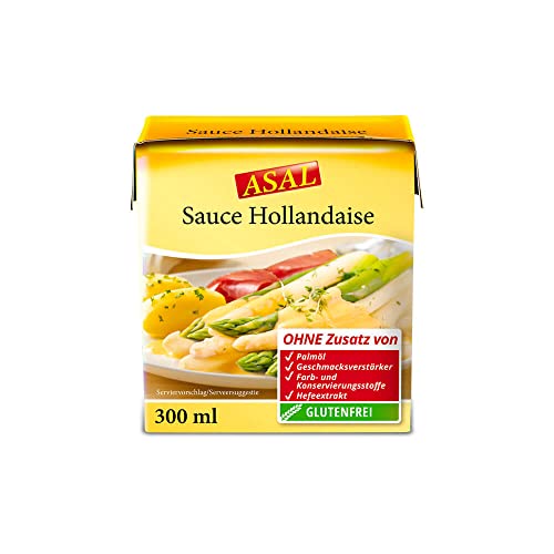 Asal Sauce Hollandaise servierfertig - lecker & zart-cremig, Sauce für Spargel und Gemüse, hefefrei und ohne Palmöl/Palmfett, flüssig und schnell zubereitet (1 x 300ml) von Asal