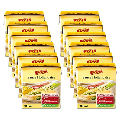 Asal Sauce Hollandaise servierfertig - lecker & zart-cremig, Sauce für Spargel und Gemüse, hefefrei und ohne Palmöl/Palmfett, flüssig und schnell zubereitet (12 x 300ml) von Asal