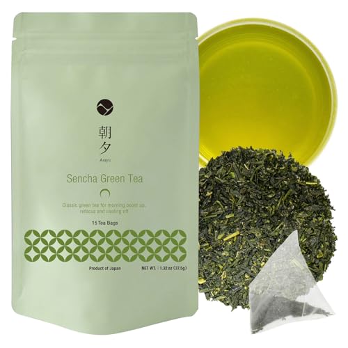 Asayu Japan Sencha Grüner Tee - 2,5 g x 15 Beutel, Japanischer Sencha, 100% Hergestellt in Japan von Asayu Japan