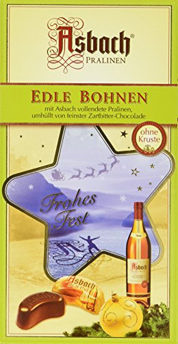 RCP Asbach Edle Bohnen, Weihnachts-Edition, Zartbitter-Schokolade, Alkoholhaltig, Ideales Weihnachtspräsent, 4 x 100 g von Asbach-Pralinen