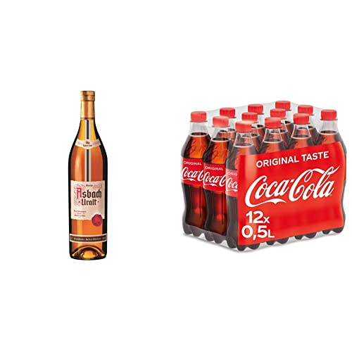 Asbach Uralt Weinbrand - Limitierte Retro Edition (1 x 0.7 l) + Coca-Cola Classic, Pure Erfrischung mit unverwechselbarem Coke Geschmack in stylischem Kultdesign, EINWEG Flasche (12 x 500 ml) von Asbach