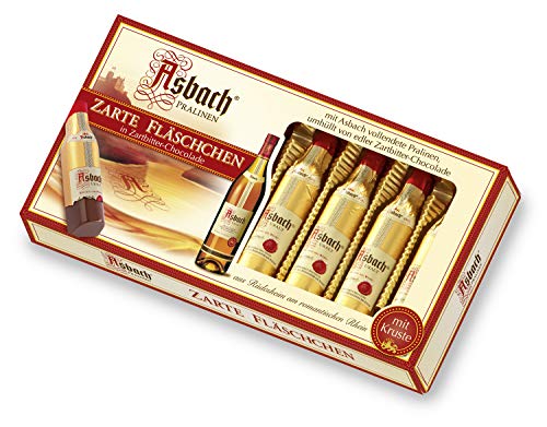 RCP Asbach Zarte Fläschchen, Zartbitter-Schokolade, Mit Kruste, Flüssige Füllung, Alkoholhaltig, Tolles Geschenk, 2 x 100 g von Asbach