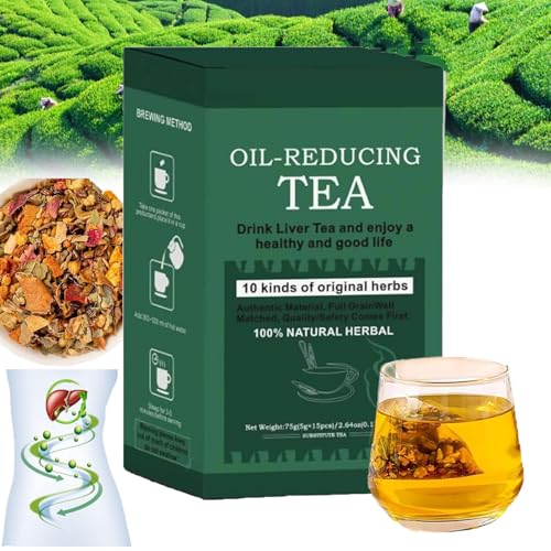 Oil-Reducing Tea Herbal Chinese Tea,Organic Kidneys & Liver Tea,Oil Cleansing Tea for Liver,10 Herbal with Excellent Formula (1 Box) von Ashopfun