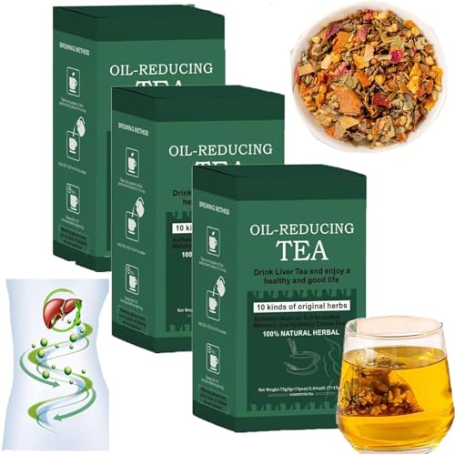 Oil-Reducing Tea Herbal Chinese Tea,Organic Kidneys & Liver Tea,Oil Cleansing Tea for Liver,10 Herbal with Excellent Formula (3 Box) von Ashopfun