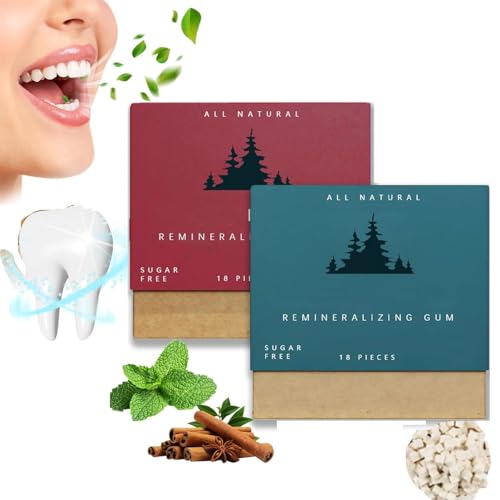 Underbrush Remineralizing Chewing Gum,Organic Mint Remineralizing Chewing Gum,Sugar-Free Long Lasting Chewing Gum for Teeth & Gum Health,Keeps Mouth Fresh (2 Pcs, Cinnamon+Mint) von Ashopfun