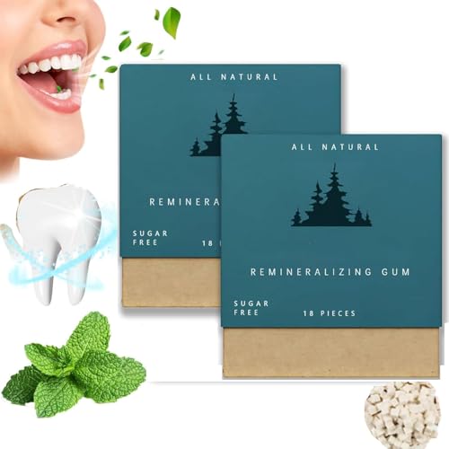 Underbrush Remineralizing Chewing Gum,Organic Mint Remineralizing Chewing Gum,Sugar-Free Long Lasting Chewing Gum for Teeth & Gum Health,Keeps Mouth Fresh (2 Pcs, Mint) von Ashopfun