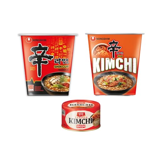 Asian Box - Ramen von NONGSHIM in Vorteilspack - Koreanische Instant Nudeln Cups | Scharfe Shin Ramyun, Kimchi Ramyun und orginale Dongwon Kimchi | authentische Geschmack von Asian Box