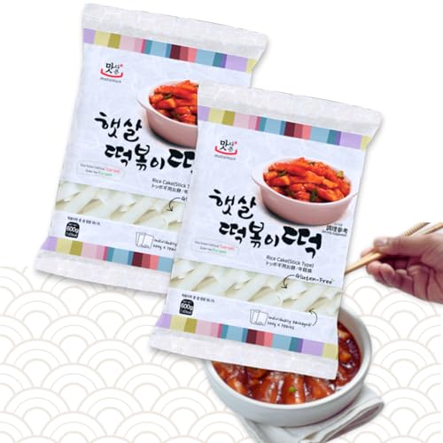 Rice Cake Stick Reiskuchen mit verschiedenen Tteok-bokki/Topokki Soßen aus Südkorea, einfach und schnell zuzubereiten (2x Rice Cake 600g, ohne Soße) von Asian Box