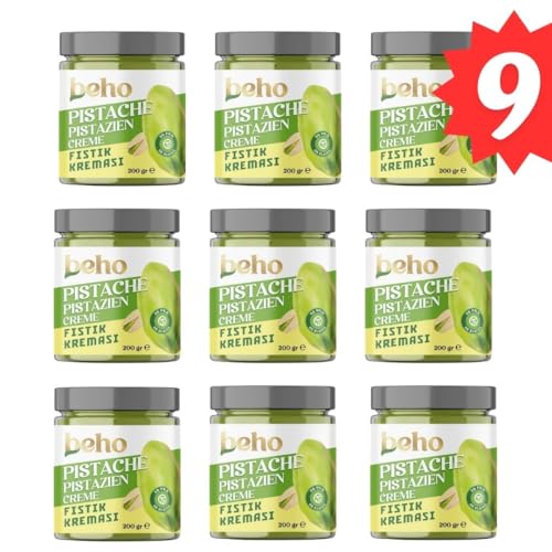 Natürliche Pistaziencreme aus Premium Pistazien | 200 g | Für Dubai-Schokolade & alle Gerichte | Pistazienpaste & Pistazienmus | Ohne Palmöl & Glukose | pistachio cream (9 Stück) von AsrinFood