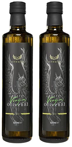 Premium Olivenöl Bio Kaltgepresst Asterius | natives extra aus 100% Koroneiki Olive | mild & fruchtig 2x Bio 500ml von Asterius