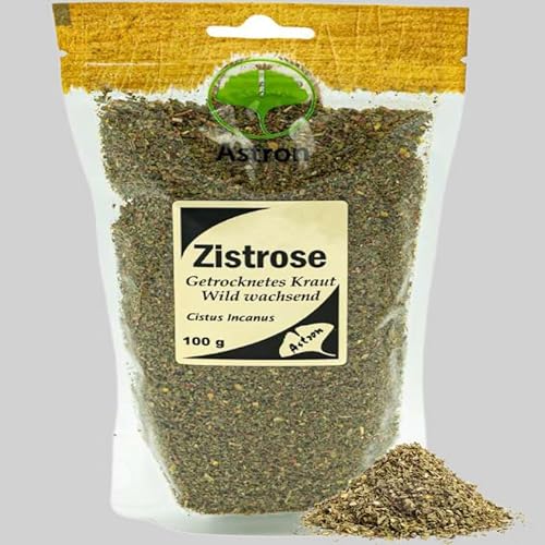 Zistrosenkraut Bio 100 g - Cistus Tee Loses Naturbelassen, Geschnitten - Zistrosentee für Schöne Haut von Astron