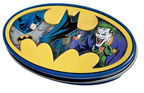 Batman Nemesis Blue Raspberry Candy Collector Batman Logo Tin - One (1) Tin - Batman Emblem Shapped Candies - Joker von Ata-Boy