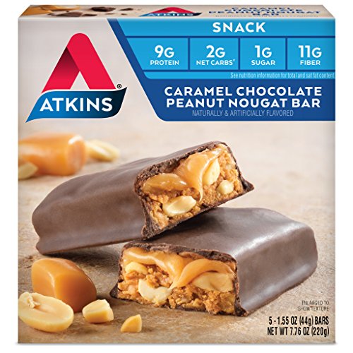 Atkins Vorteil, Caramel Schokolade Peanut Nougat Bar, 5 Bars, 1,6 oz (44 g) Jedes 1.7 x 5.2 x 5.4 inches von Atkins