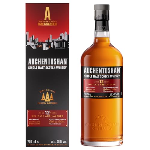 Auchentoshan 12 Jahre | Single Malt Scotch Whisky | mit Geschenkverpackung | Karamellgeschmack und fruchtigen Aromen | 40% Vol | 700ml Einzelflasche von Auchentoshan