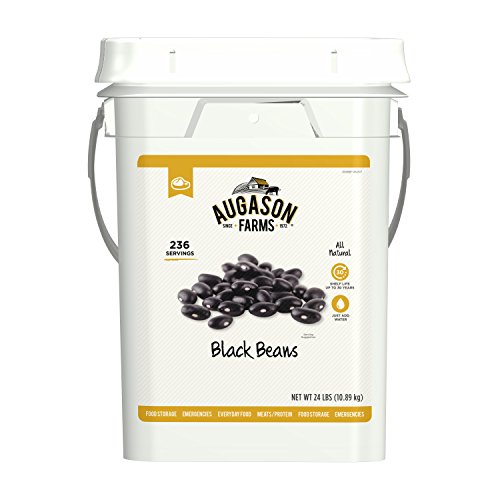 Augason Farms Getrocknete schwarze Bohnen, 1,2 l Eimer, Lebensmittelaufbewahrung, Notfall-Lebensmittelversorgung, tägliche Mahlzeiten, 237 Portionen von Augason Farms