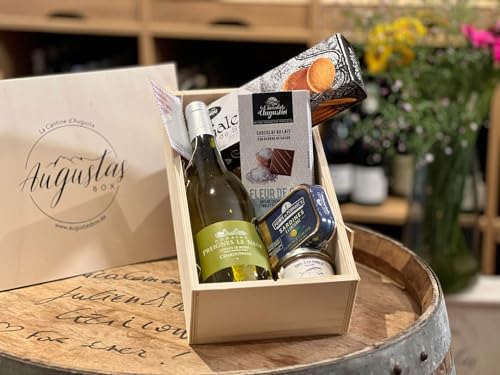 Präsentkorb BRETAGNE (kleine Version) Geschenkkorb Frankreich | Gefüllter Geschenkkorb mit Weißwein und französischer Feinkost Geschenkbox für Gourmets | Augustas Box von Augustas Box