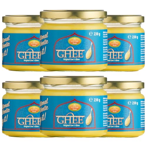 Ayurveda Foods - Premium traditional & authentic Ghee 6er Set à 230g, sehr lange Haltbarkeit, Brat- Kochfett von Ayurveda Foods