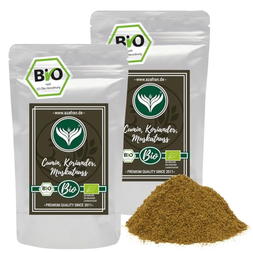 Azafran BIO Cumin Koriander Muskatnuss ayurvedische Gewürzmischung | CKM gemahlen 500g von Azafran